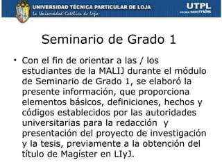 Seminario de grado i | PPT
