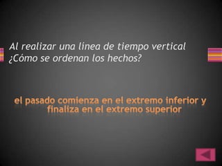 Al realizar una línea de tiempo vertical
¿Cómo se ordenan los hechos?
 