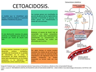 CETOACIDOSIS.
Vargas M. Diabetes tipo I y enfermedad periodontal. Especialista en Periodoncia y Medicina Oral, Universidad...