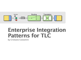 Enterprise Integration
Patterns for TLC
by Cristiano Costantini
 