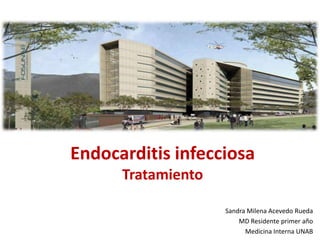 Endocarditis infecciosa
      Tratamiento

                    Sandra Milena Acevedo Rueda
                        MD Residente primer año
                          Medicina Interna UNAB
 