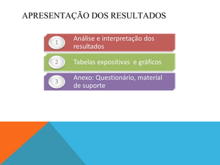 APRESENTAÇÃO DOS RESULTADOS 