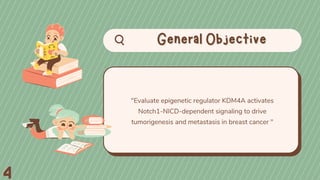 General Objective
General Objective
"Evaluate epigenetic regulator KDM4A activates
Notch1-NICD-dependent signaling to driv...