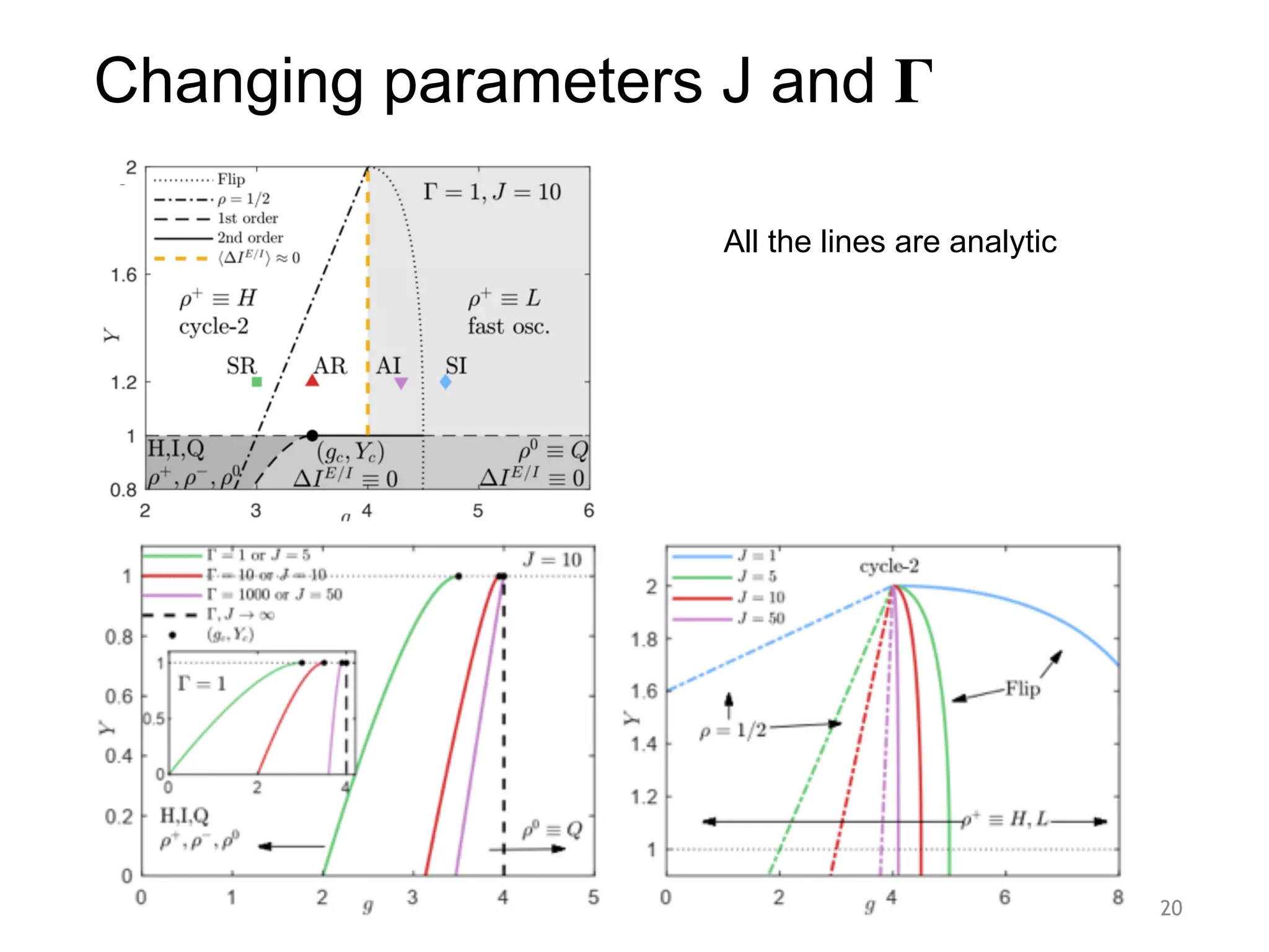 Changing parameters J and 𝚪
20
All the lines are analytic
 