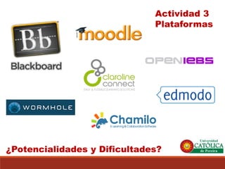 Actividad 3 
Plataformas 
¿Potencialidades y Dificultades?  
