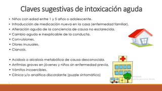 Claves sugestivas de intoxicación aguda
 
