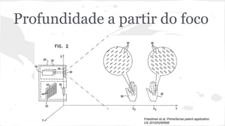 Profundidade a partir do foco 
Freedman et al, PrimeSense patent application 
US 2010/0290698 
 