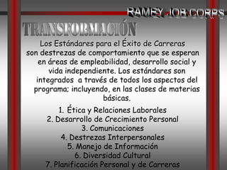 RAMEY JOB CORPSTransformaciónEn Puerto Rico, Job Corps llegó aproximádamente en el año 1970bajo la administración del Dpto. de Educación. 