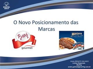 O	
  Novo	
  Posicionamento	
  das	
  
Marcas
	
  

Andre RENATO GALINDO
Linhas Especiais
Marfrig
andre.galindo@marfrig.com.br

 