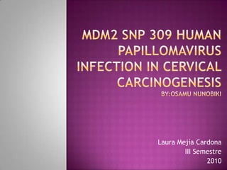 MDM2 SNP 309 human papillomavirus infection in cervical carcinogenesisBy:OsamuNunobiki Laura Mejía Cardona III Semestre 2010 
