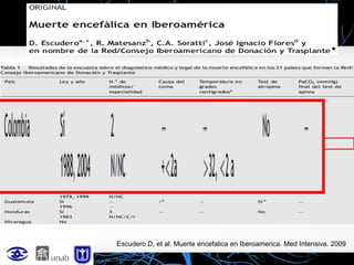 Escudero D, et al. Muerte encefalica en Iberoamerica. Med Intensiva. 2009

 