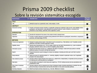 Prisma 2009 checklist
Sobre la revisión sistemática escogida
 