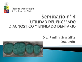 Dra. Paulina Scariaffia
Dra. León
Facultad Odontología
Universidad de Chile
 