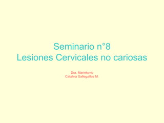 Seminario n°8
Lesiones Cervicales no cariosas
Dra. Marinkovic
Catalina Galleguillos M.
 