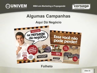 Algumas Campanhas slide 21  Aqui Dá Negócio Folheto 