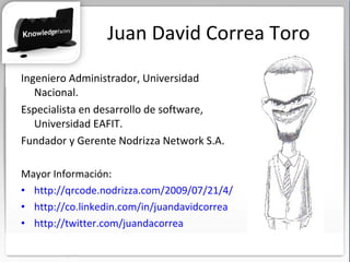 Juan David Correa Toro <ul><li>Ingeniero Administrador, Universidad Nacional. </li></ul><ul><li>Especialista en desarrollo...