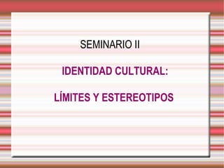 SEMINARIO II IDENTIDAD CULTURAL:  LÍMITES Y ESTEREOTIPOS 