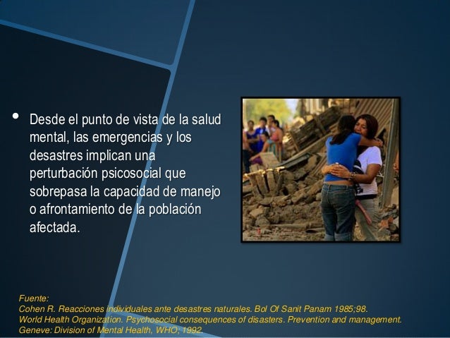 SALUD MENTAL EN SITUACION DE DESASTRES