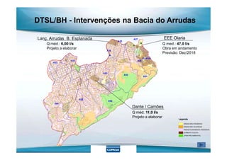 EEE Olaria
Q med.: 47,0 l/s
Obra em andamento
Previsão: Dez/2018
Lanç. Arrudas B. Esplanada
Q méd.: 6,00 l/s
Projeto a elaborar
DTSL/BH - Intervenções na Bacia do Arrudas
Dante / Camões
Q méd. 11,0 l/s
Projeto a elaborar Legenda
ÁREAS NÃO ATENDIDAS
ÁREAS NÃO OCUPADAS
ÁREAS PLENAMENTE ATENDIDAS
SOMENTE COLETA
ZPAM PRÉ AMBIENTAL
 