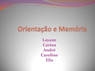 Orientação e Memória  Layane Carina André  Caroline Elis  1 