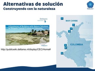 Alternativas de solución
Construyendo con la naturaleza
http://publicwiki.deltares.nl/display/CEC/Home#
 