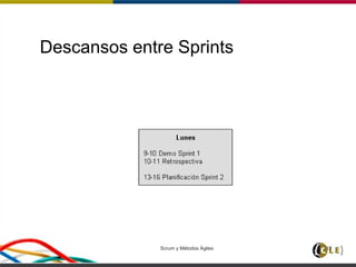 Descansos entre Sprints
Scrum y Métodos Ágiles 112
 