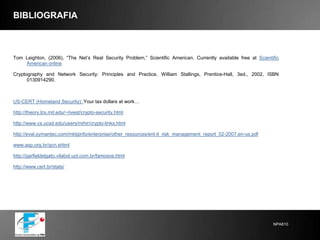 ESTENOGRAFIACriptologiaCriptografiaCódigosConsiste, não em fazer com que uma mensagem seja ininteligível, mas em camuflá-la, mascarando a sua presença. Ao contrário da criptografia, que procura esconder a informação da mensagem, a estenografia procura esconder a existência da mensagem. Técnicas de esteganografias podem ser empregadas em diversos meios, digitais ou não:Textos 