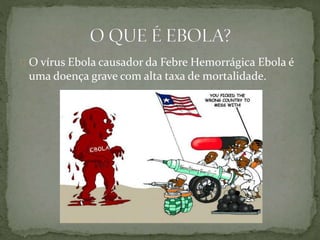 O vírus Ebola causador da Febre Hemorrágica Ebola é 
uma doença grave com alta taxa de mortalidade. 
 