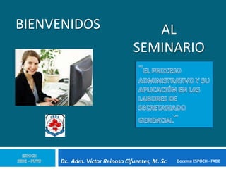 BIENVENIDOS                         AL
                                 SEMINARIO




     Dr.. Adm. Víctor Reinoso Cifuentes, M. Sc.   Docente ESPOCH - FADE
 