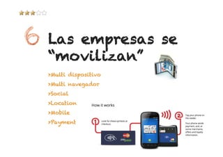 Las empresas se
“movilizan”
>Multi dispositivo
>Multi navegador
>Social
>Location
>Mobile
>Payment
 
