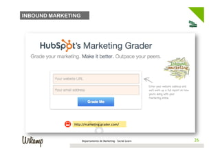 INBOUND MARKETING




               h1p://marke;ng.grader.com/	
  



                    Departamento de Marketing - Social Learn    26
                                                               26
 