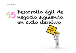 Desarrollo ágil de
negocio siguiendo
un ciclo iterativo
 