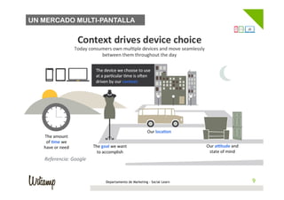 UN MERCADO MULTI-PANTALLA




   Referencia:	
  Google	
  



                               Departamento de Marketing - Social Learn   99
 