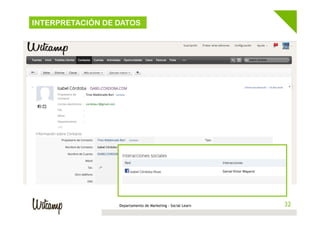 Departamento de Marketing - Social Learn 32
INTERPRETACIÓN DE DATOS
 