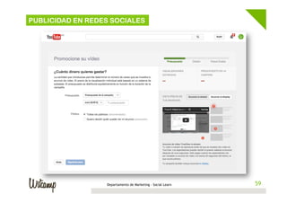 59Departamento de Marketing - Social Learn 59
PUBLICIDAD EN REDES SOCIALES
 