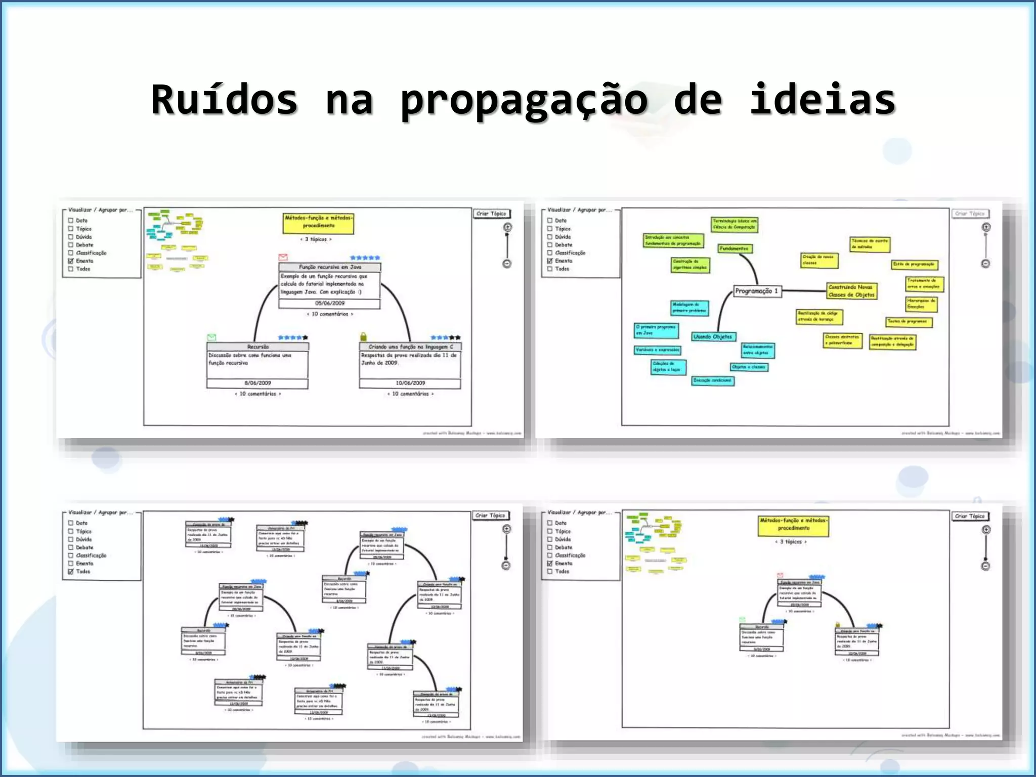Ruídos na propagação de ideias
 