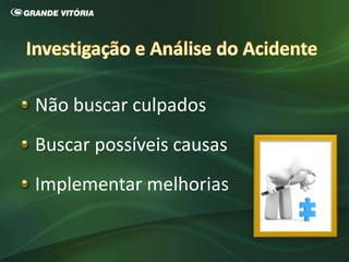 Não buscar culpados
Buscar possíveis causas
Implementar melhorias
 