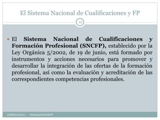El Sistema Nacional de Cualificaciones y FP
@MilaCuartero #SeminarioProfeFP
12
 El Sistema Nacional de Cualificaciones y
...