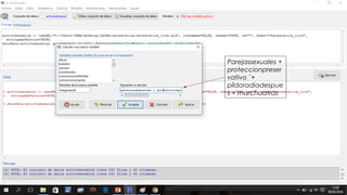 Parejassexuales +
proteccionpreser
vativo `+
píldoradiadespue
s + marchaatras
 