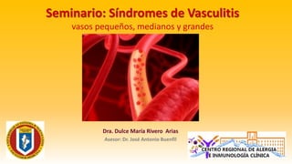 Seminario: Síndromes de Vasculitis
vasos pequeños, medianos y grandes
Dra. Dulce María Rivero Arias
Asesor: Dr. José Antonio Buenfil
 