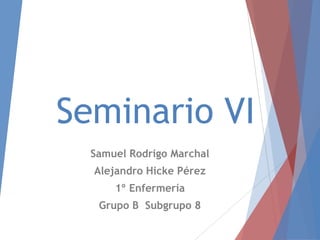 Seminario VI
Samuel Rodrigo Marchal
Alejandro Hicke Pérez
1º Enfermería
Grupo B Subgrupo 8
 