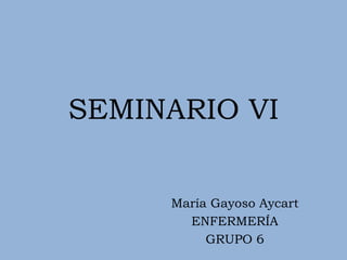 SEMINARIO VI
María Gayoso Aycart
ENFERMERÍA
GRUPO 6
 
