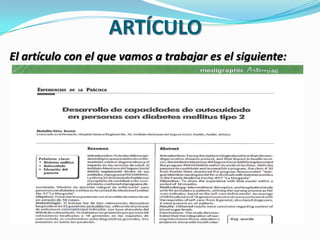 ARTÍCULO
El artículo con el que vamos a trabajar es el siguiente:
 