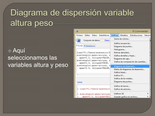  Aquí
seleccionamos las
variables altura y peso
 