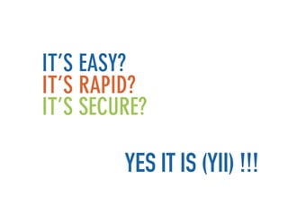 IT’S EASY?
IT’S RAPID?
IT’S SECURE?

         YES IT IS (YII) !!!
 