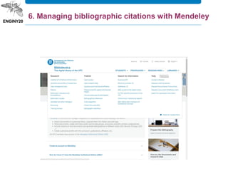 6. Managing bibliographic citations with Mendeley
 