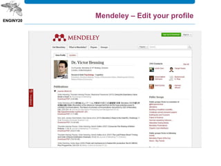 Mendeley – Edit your profile
 