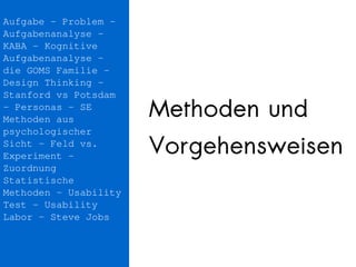 Direkte Manipulation
“ In computer science, direct manipulation is a human–computer interaction style which involves
continuous representation of objects of interest and rapid, reversible, and incremental actions and
feedback. As opposed to other interaction styles, for example, a command language, the intention
of direct manipulation is to allow a user to manipulate virtual objects presented to them, using
actions that correspond at least loosely to manipulation of physical objects.” (WIKIPedia 2014, vgl.
auch B. Shneidermann 1982)
Niedrig Hoch
Niedrig Batch input Menü-
Oberfläche
Hoch Konsole Direkte
Manipulation
Eigenschaften DM (nach Rauterberg 1986)
– Zeilen- vs. Vollschirmeingabe
– System- vs. benutzerkontrolliert
– Zeichen- vs. graphikorientiert
– Diskrete vs. analoge Eingabe- und/oder Ausgabe
– Erinnern und Reproduzieren vs. Wiedererkennen und
Auswählen
– FO-Struktur vs. OF-Struktur (siehe Kunkel, Bannert und Fach
1995)
– Freier vs. modaler Dialog (Zeidler und Zellner 1992, S. 96ff)
– deiktische vs. symbolische Referenzierung (Ziegler 1987
und Ziegler 1993)
 