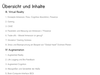 Übersicht und Inhalte
I. Die Bio-Computational Engine
1. Philosopie
2. Modelle für Technologie- und Markttrends
3. Softwareentwicklung und Software-Ergonomie
4. Methoden und Vorgehensweisen der Software-Ergonomie
5. Normen, Standards, Styleguides
II. Mobile Computing
1. Direkte Manipulation
2. Consumerization
3. Responsive Design
4. Google Android UX Design Prizipien und Methoden vs Microsoft Metro
5. Gamification (inkl. “Serious Games”)
 