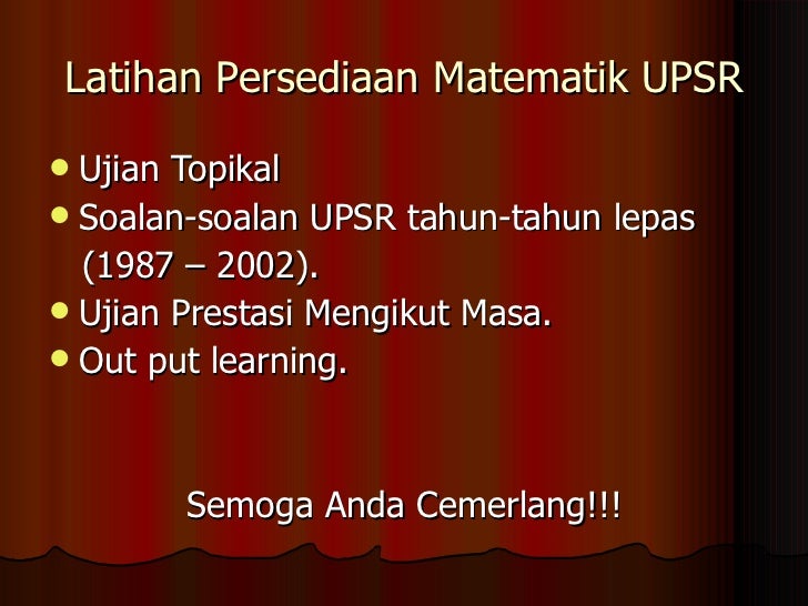 UPSR Math Problem Solving